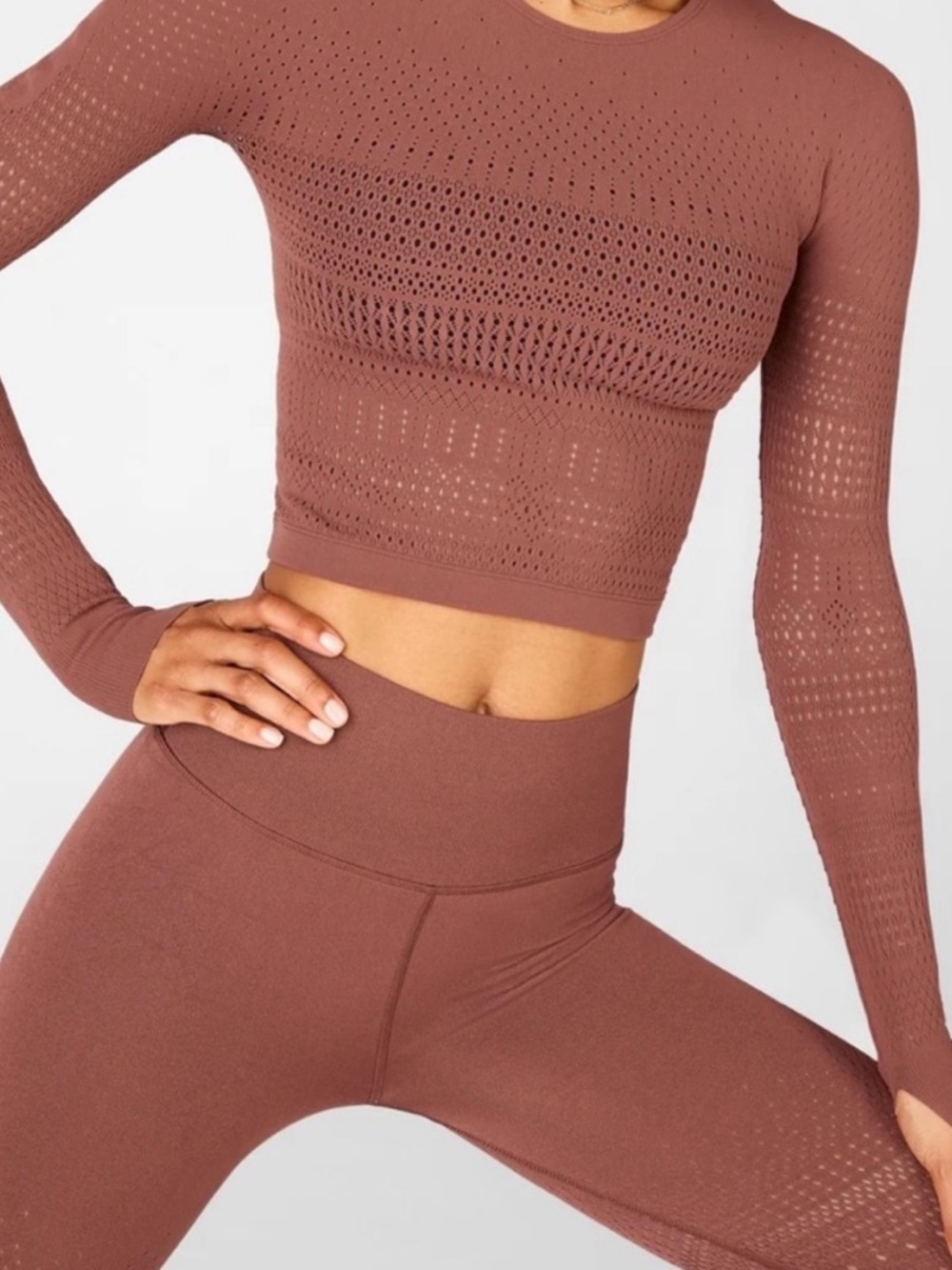 Fabletics SculptKnit Briella Macrame Seamless Set - Mauve - Size S